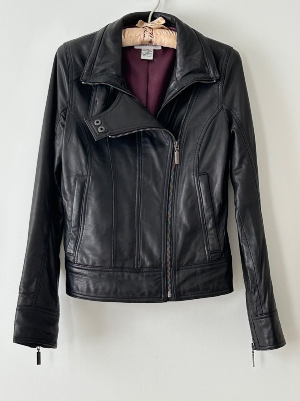 Calvin Klein Black Leather Moto Jacket
